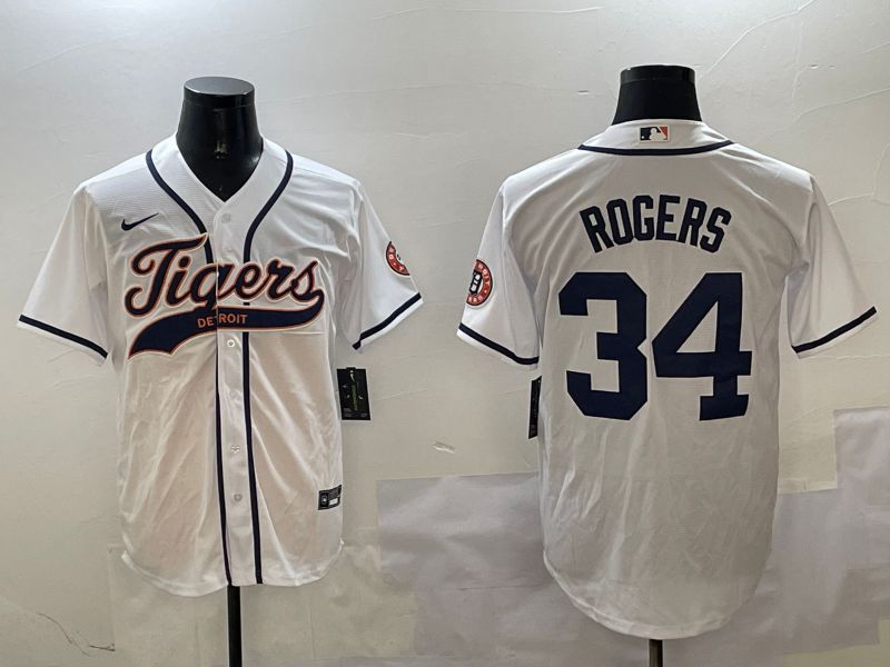 Men Detroit Tigers 34 Rogers White Jointly Name 2025 Nike MLB Jersey style 1